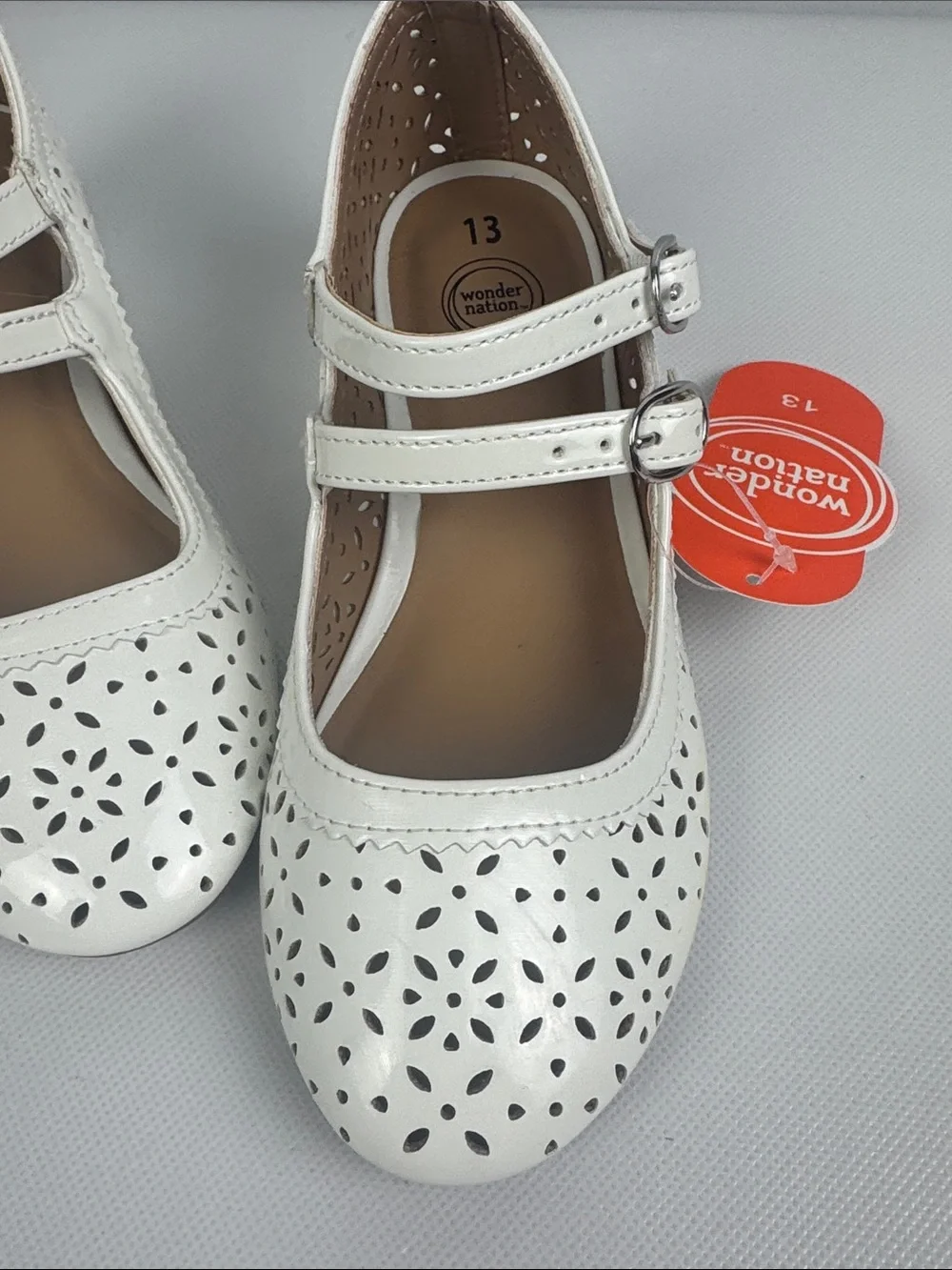 wonder nation White Perforated Double-Strap Mary Jane Dress Shoes var sizes